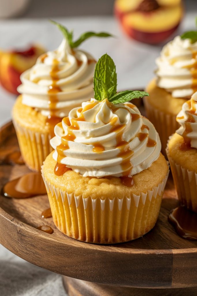 Honey Peach Cream Cheese Cupcakes