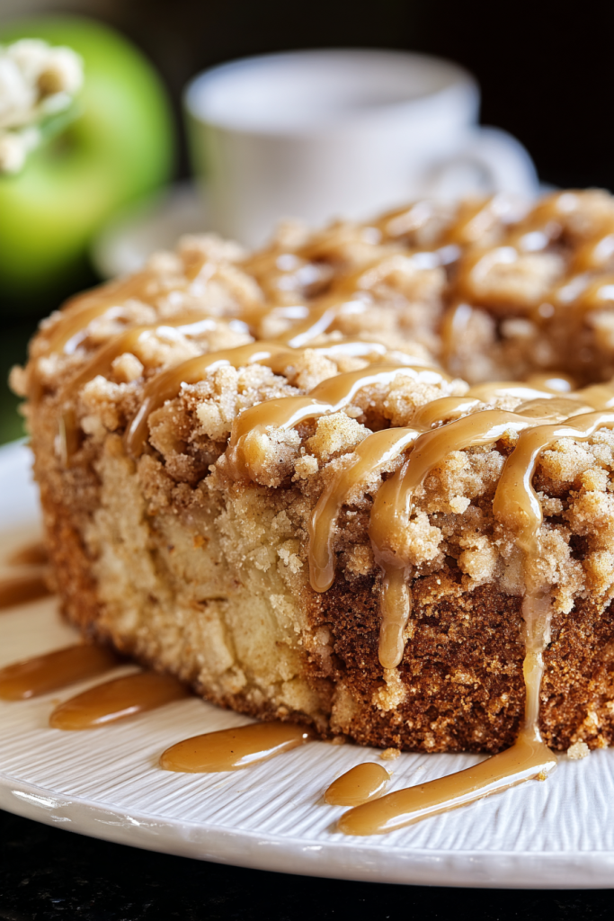 Apple Crumb Cake with Cinnamon Apple Drizzle