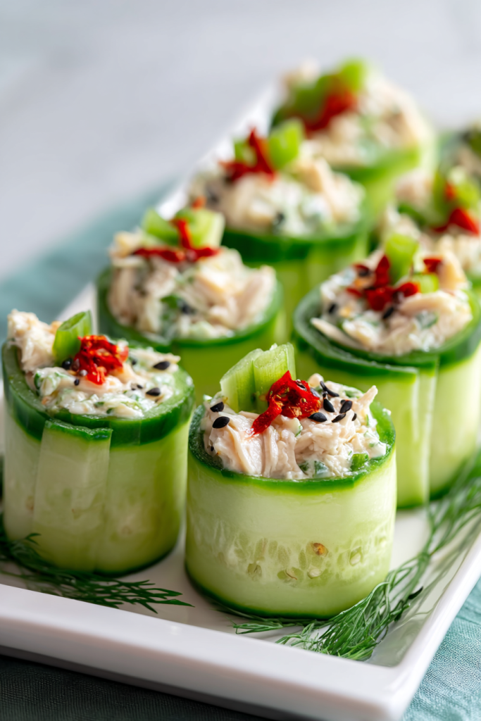 chicken salad cucumber roll ups