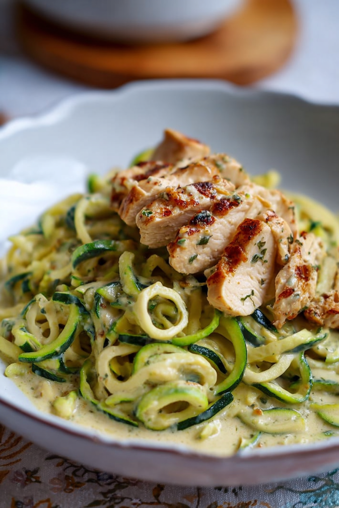 Zucchini Noodle Chicken Alfredo