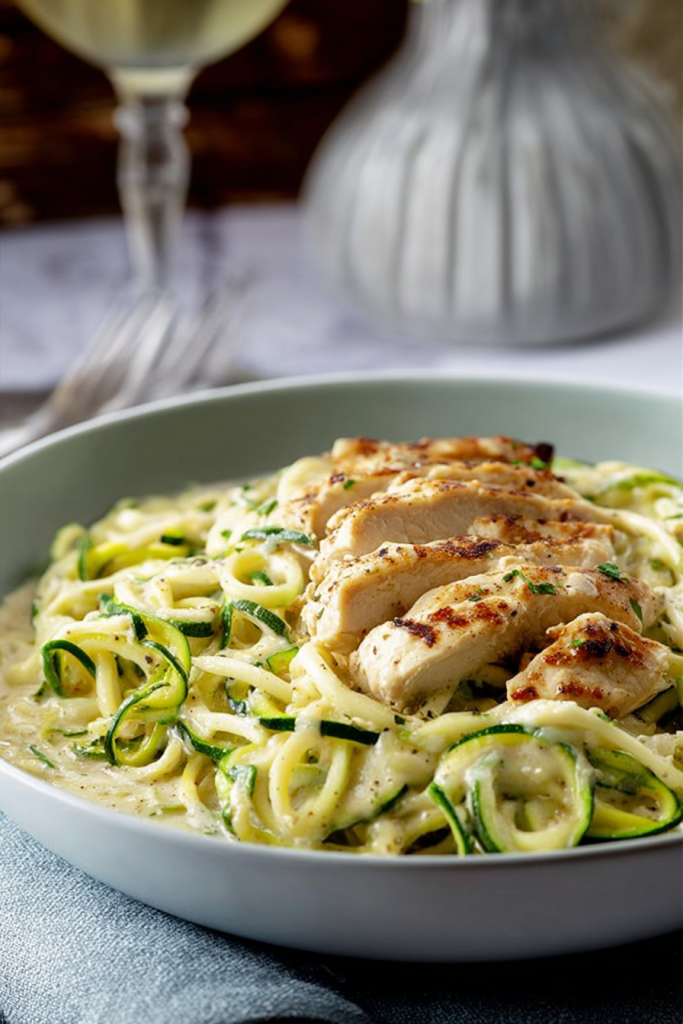 Zucchini Noodle Chicken Alfredo