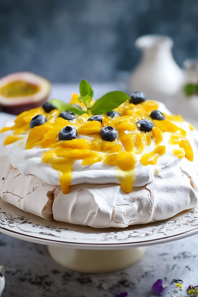pavlova with mango cream