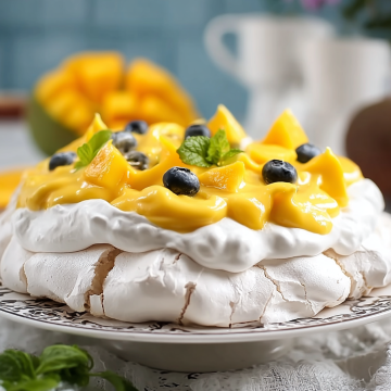 Pavlova with Mango Cream