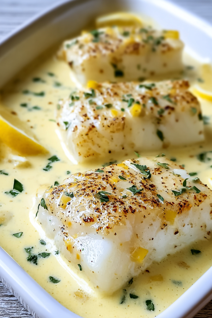 Baked Cod in Coconut Lemon Cream Sauce