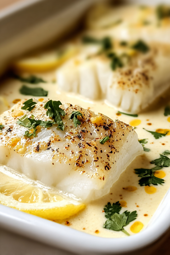 Baked Cod in Coconut Lemon Cream Sauce