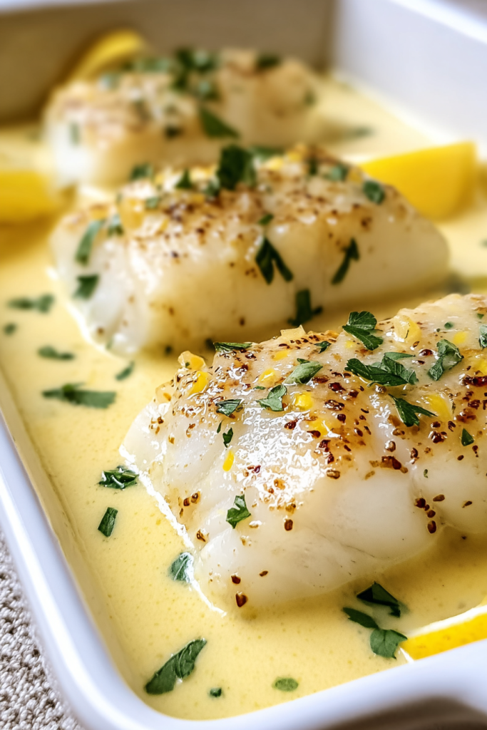 Baked Cod in Coconut Lemon Cream Sauce