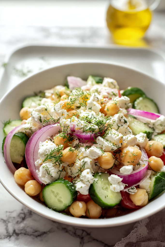 Cottage Cheese Chickpea Salad Bowl