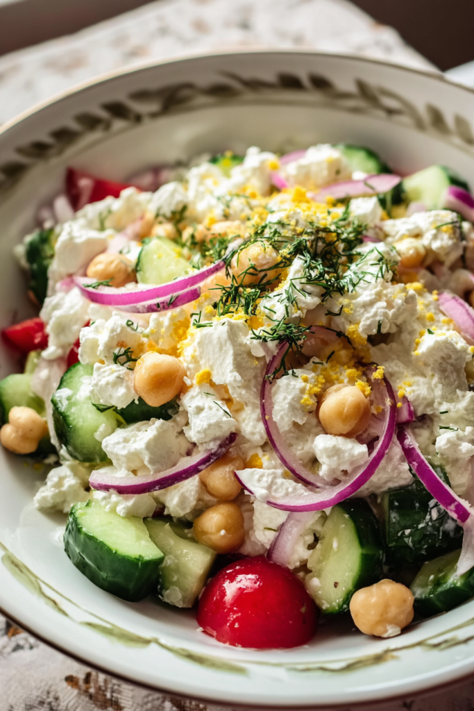 Cottage Cheese Chickpea Salad Bowl