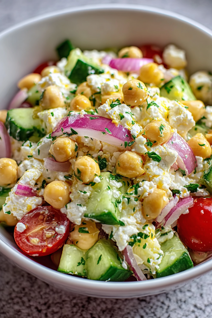 Cottage Cheese Chickpea Salad Bowl
