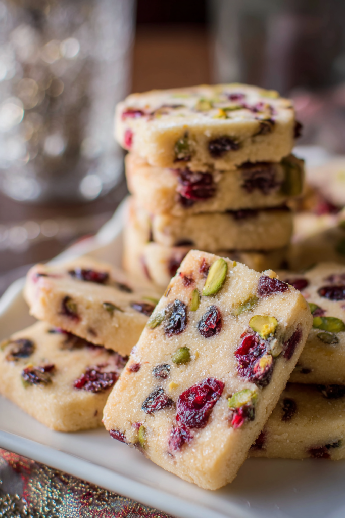 cranberry pistachio shortbread cookies