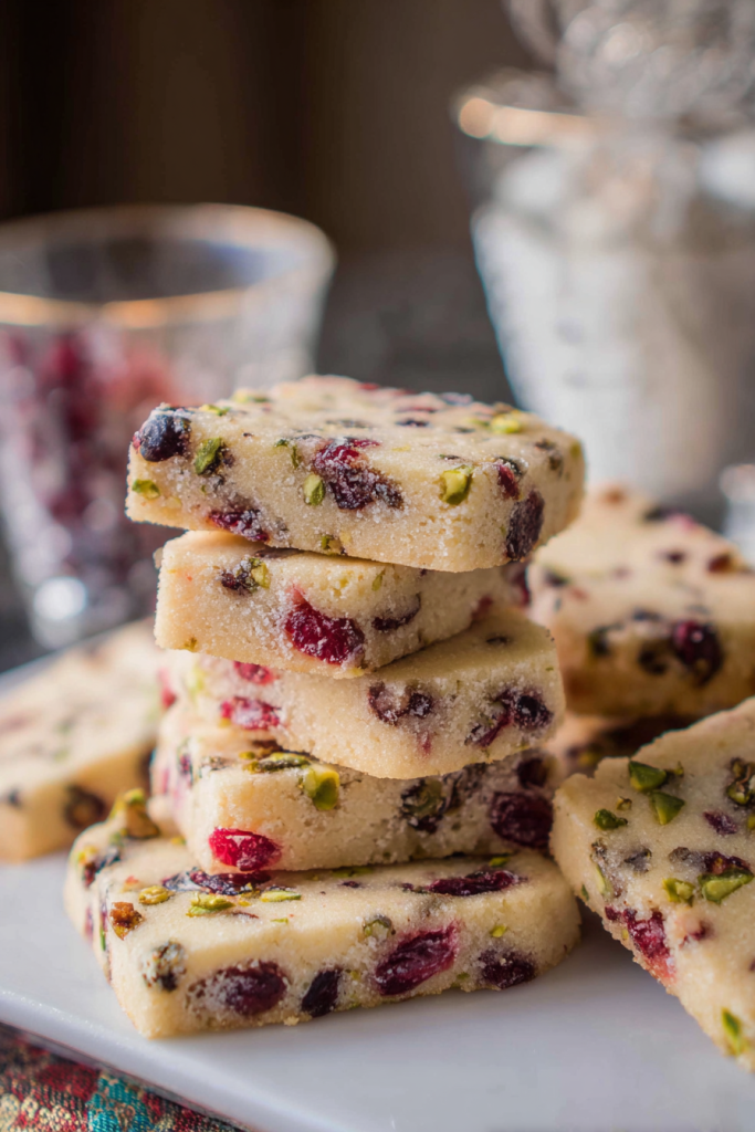 cranberry pistachio shortbread cookies