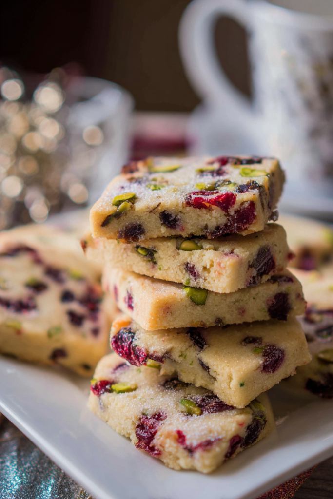 cranberry pistachio shortbread cookies
