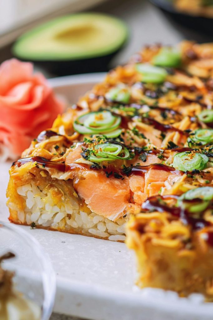 salmon sushi bake