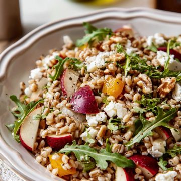 Farro Salad with Apple, Dates and Arugula