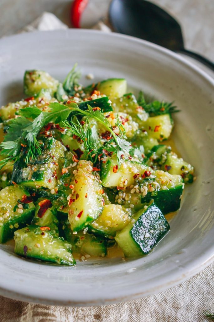 smashed asian cucumber salad