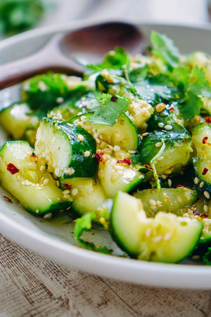 smashed asian cucumber salad