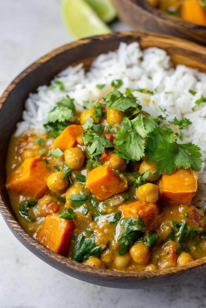 sweet potato chickpea coconut curry