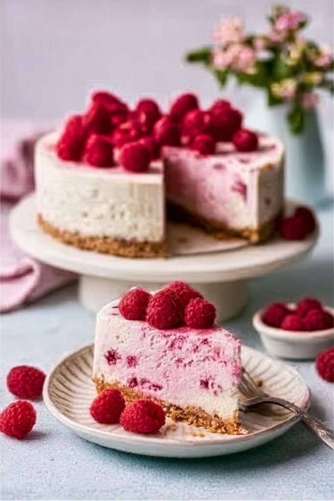 no-bake raspberry cheesecake