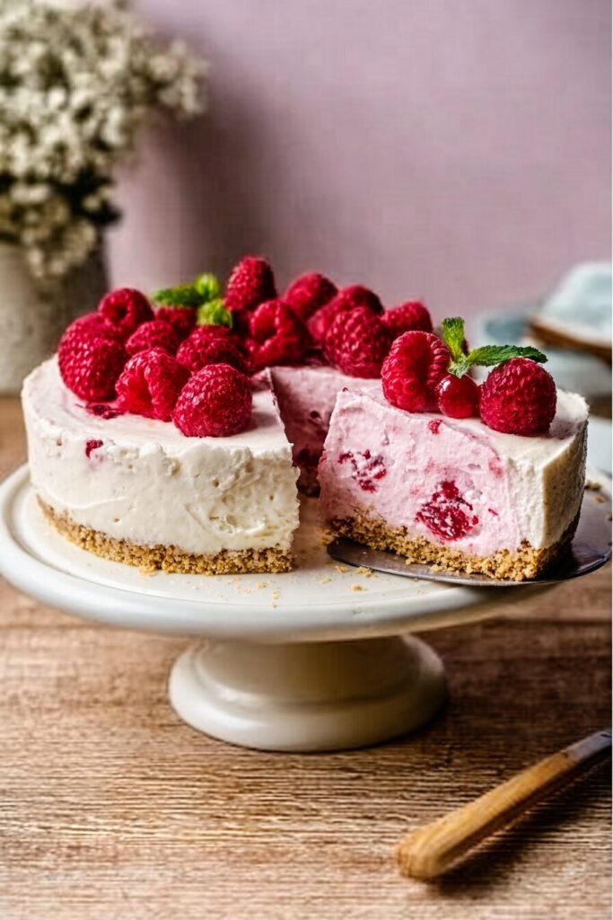 no-bake raspberry cheesecake