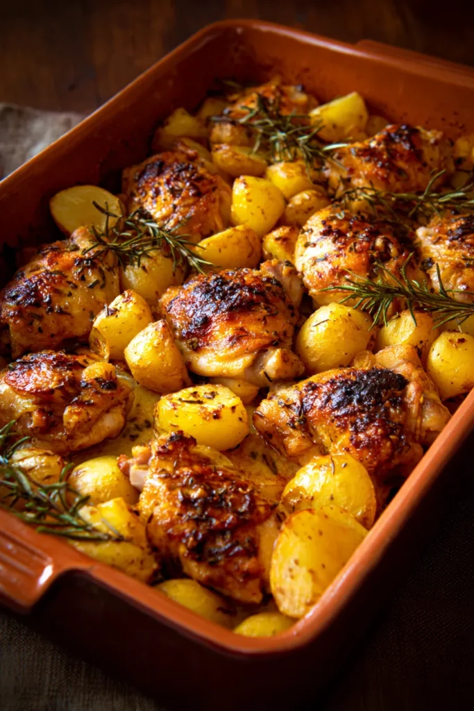 Garlic Parmesan Chicken Thighs and Potatoes