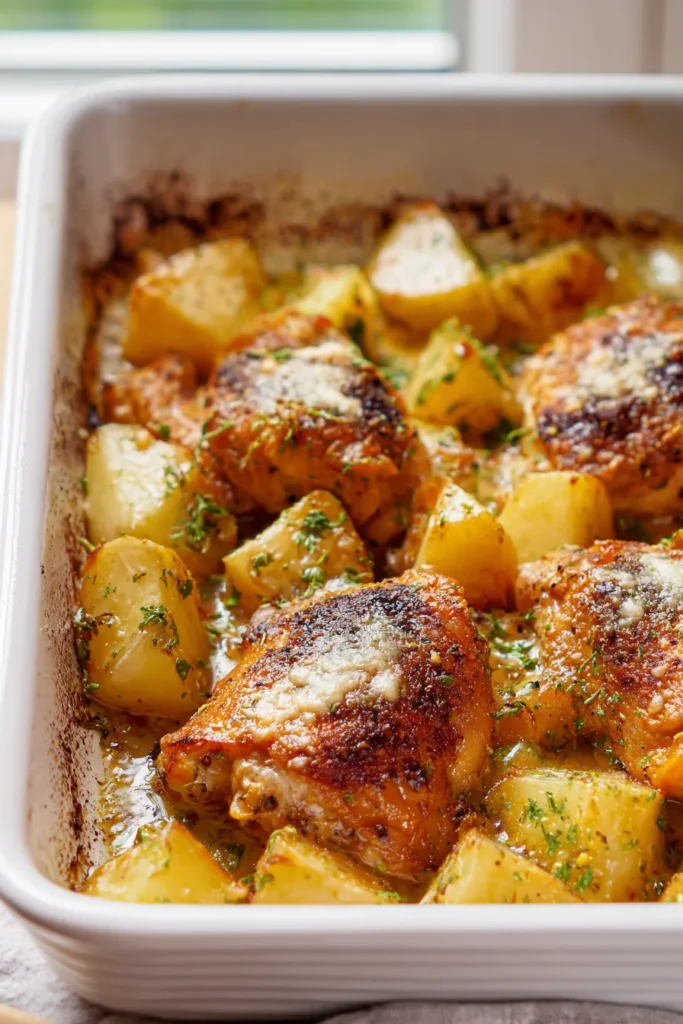 Garlic Parmesan Chicken Thighs and Potatoes